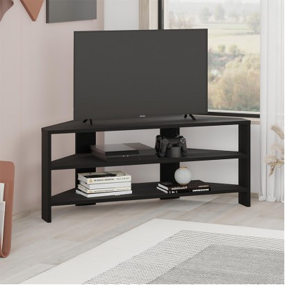 Έπιπλο τηλεόρασης γωνιακό Thales Megapap χρώμα black wood 110x36x45εκ.