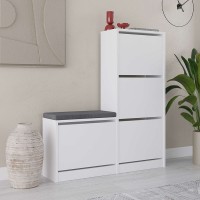 Παπουτσοθήκη Dude Megapap χρώμα λευκό 104,8x26x118,5εκ.