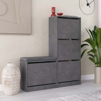 Παπουτσοθήκη Dude Megapap χρώμα γκρι ρετρό 104,8x26x118,5εκ.