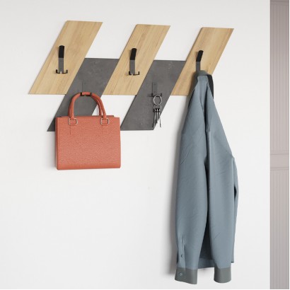 Κρεμάστρα τοίχου Livy Megapap χρώμα sapphire oak - γκρι ρετρό 75,2x1,8x45,3εκ.