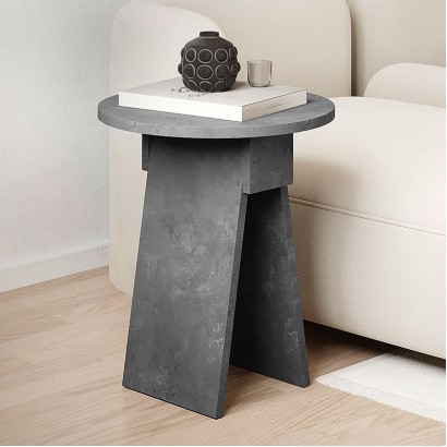 Τραπεζάκι βοηθητικό Chen Megapap χρώμα γκρι ρετρό Φ42x50εκ.