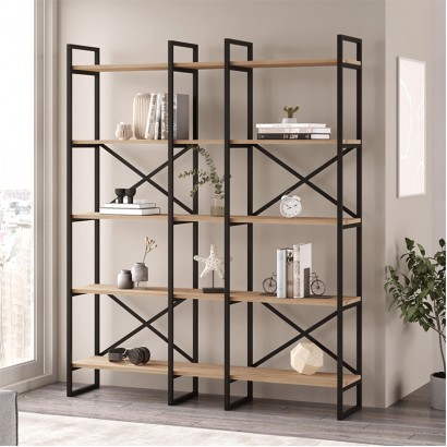 Βιβλιοθήκη Dusan Megapap χρώμα sepet oak 143,5x30x175εκ. Βιβλιοθήκη Dusan Megapap χρώμα sepet oak 143,5x30x175εκ.