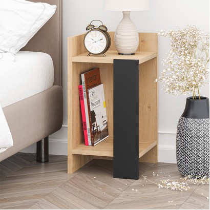 Κομοδίνο Elos Megapap αριστερό χρώμα saphhire oak - silky black 30x31,7x55εκ.