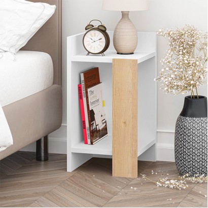 Κομοδίνο Elos Megapap αριστερό χρώμα λευκό - saphhire oak 30x31,7x55εκ. Κομοδίνο Elos Megapap αριστερό χρώμα λευκό - saphhire oak 30x31,7x55εκ.