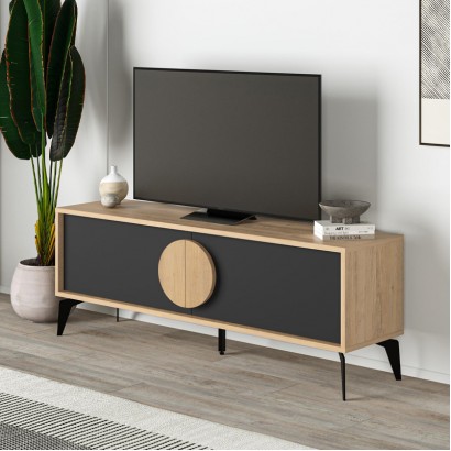 Έπιπλο τηλεόρασης Gora Megapap χρώμα sapphire oak - silky black 140x35,6x51εκ. Έπιπλο τηλεόρασης Gora Megapap χρώμα sapphire oak - silky black 140x35,6x51εκ.