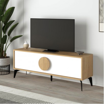 Έπιπλο τηλεόρασης Gora Megapap χρώμα sapphire oak - λευκό 140x35,6x51εκ. Έπιπλο τηλεόρασης Gora Megapap χρώμα sapphire oak - λευκό 140x35,6x51εκ.