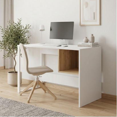 Γραφείο εργασίας Cubo Megapap χρώμα λευκό - sapphire oak 110x50x75εκ. Γραφείο εργασίας Cubo Megapap χρώμα λευκό - sapphire oak 110x50x75εκ.