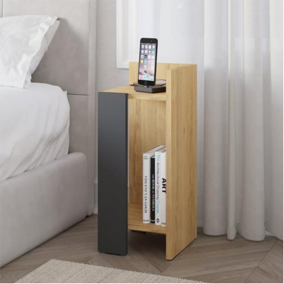 Κομοδίνο Elos Megapap δεξί χρώμα sapphire oak - ανθρακί 25x27x60εκ.