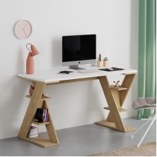 Γραφείο εργασίας Papillon Megapap χρώμα sapphire oak - λευκό 137x60x75εκ Γραφείο εργασίας Papillon Megapap χρώμα sapphire oak - λευκό 137x60x75εκ