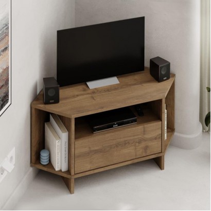 Έπιπλο τηλεόρασης γωνιακό Viva Megapap χρώμα ανοιχτό καρυδί 95,7x35,4x45εκ.