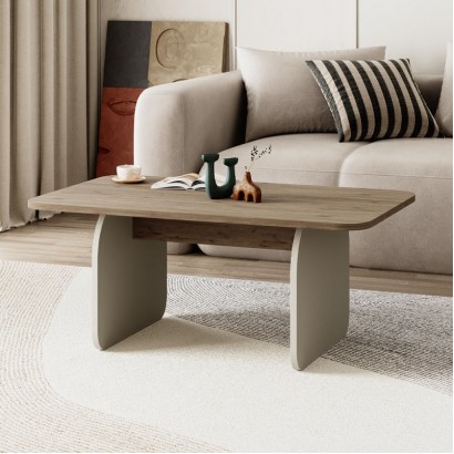 Τραπεζάκι σαλονιού Pietra Megapap χρώμα sepet oak - sandstone 100x60x41,8εκ.