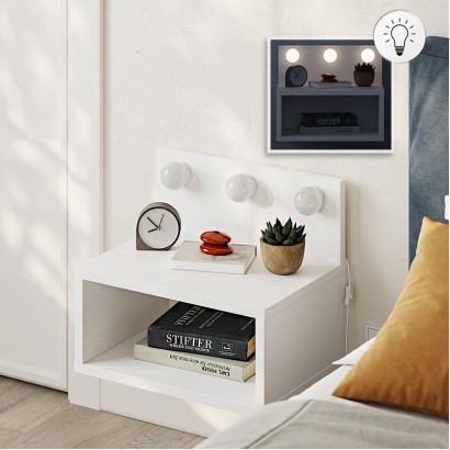 Κομοδίνο επιτοίχιο Treo Megapap με LED χρώμα λευκό 40x30x33,8εκ. Κομοδίνο επιτοίχιο Treo Megapap με LED χρώμα λευκό 40x30x33,8εκ.