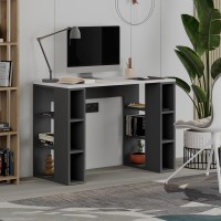 Γραφείο εργασίας Colmar Megapap χρώμα ανθρακί - λευκό 106x50x75εκ.
