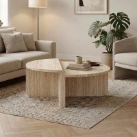 Τραπεζάκι σαλονιού Aloeva Megapap χρώμα travertine Ø90x37εκ. Τραπεζάκι σαλονιού Aloeva Megapap χρώμα travertine Ø90x37εκ.