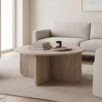 Τραπεζάκι σαλονιού Hillary Megapap χρώμα travertine Ø80x38εκ. Τραπεζάκι σαλονιού Hillary Megapap χρώμα travertine Ø80x38εκ.