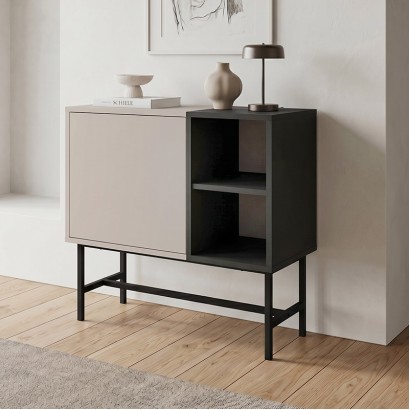 Μπουφές Mona Megapap χρώμα sandstone - black wood 81x40x80εκ. Μπουφές Mona Megapap χρώμα sandstone - black wood 81x40x80εκ.