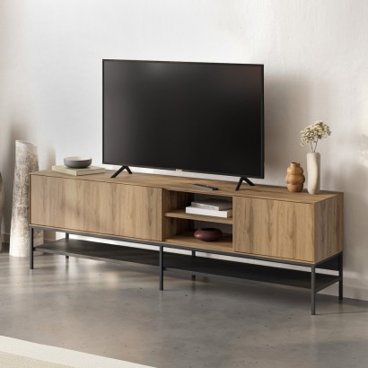 Έπιπλο τηλεόρασης Amira Megapap χρώμα καρυδί Ud - black wood 180x35x55εκ. Έπιπλο τηλεόρασης Amira Megapap χρώμα καρυδί Ud - black wood 180x35x55εκ.
