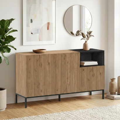 Μπουφές Cailin Megapap χρώμα sepet oak - black wood 140x41,8x80εκ. Μπουφές Cailin Megapap χρώμα sepet oak - black wood 140x41,8x80εκ.