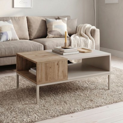 Τραπεζάκι σαλονιού Cailin Megapap χρώμα sandstone - sepet oak 90x56x40,6εκ. Τραπεζάκι σαλονιού Cailin Megapap χρώμα sandstone - sepet oak 90x56x40,6εκ.