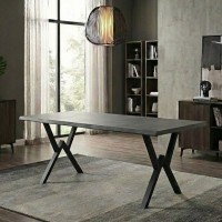 Τραπέζι Walter Megapap Mdf - μεταλλικό χρώμα σκούρο γκρι σκυροδέματος 200x100x75εκ.