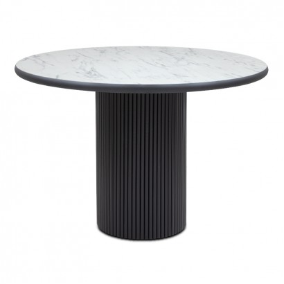 Τραπέζι Borno Megapap χρώμα μαύρο - λευκό εφέ μαρμάρου Ø115x79 εκ.
