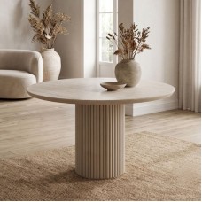Τραπέζι Hazar Megapap Mdf χρώμα travertine - sandstone Ø119,5x76εκ. Τραπέζι Hazar Megapap Mdf χρώμα travertine - sandstone Ø119,5x76εκ.