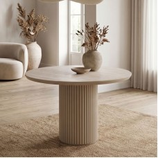 Τραπέζι Hazar Megapap Mdf χρώμα travertine - sandstone Ø100,5x76εκ. Τραπέζι Hazar Megapap Mdf χρώμα travertine - sandstone Ø100,5x76εκ.