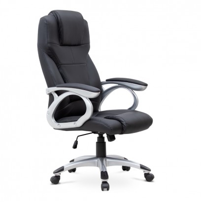 Καρέκλα γραφείου διευθυντική Luca Megapap από τεχνόδερμα χρώμα μαύρο 65x60x118/128εκ.