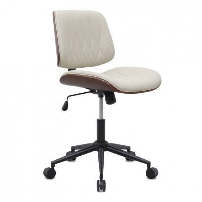 Καρέκλα γραφείου Corina Megapap από τεχνόδερμα χρώμα ανοιχτό μπεζ 60x65x82/92εκ.