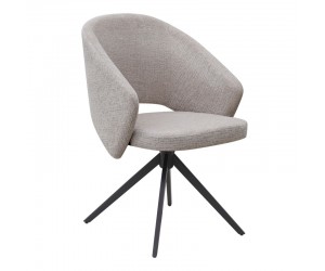 Πολυθρόνα τραπεζαρίας Milano Megapap περιστρεφόμενη χρώμα ανοιχτό μπεζ ύφασμα - μεταλλικό μαύρο πόδι 64x64x83εκ.