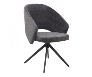 Πολυθρόνα τραπεζαρίας Milano Megapap περιστρεφόμενη χρώμα ανθρακί ύφασμα - μεταλλικό μαύρο πόδι 64x64x83εκ.