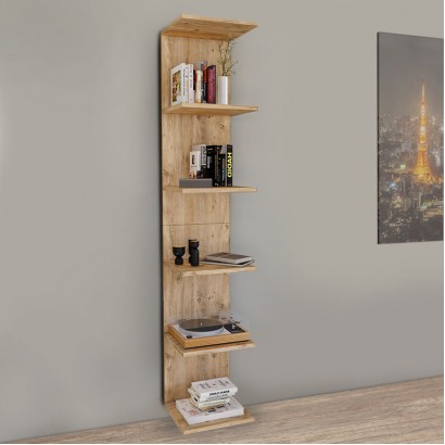 Βιβλιοθήκη - Ραφιέρα τοίχου Ogden Megapap χρώμα pine oak 34,5x30x180εκ.