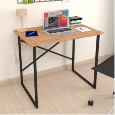 Γραφείο εργασίας Rilke Megapap χρώμα μαύρο - pine oak 90x60x75εκ.
