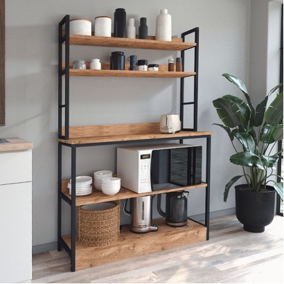 Έπιπλο κουζίνας Foyer Megapap χρώμα μαύρο - pine oak 101x36x160,7εκ.