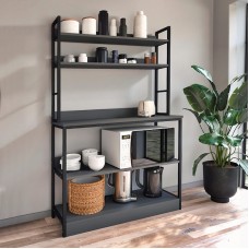Έπιπλο κουζίνας Foyer Megapap χρώμα μαύρο - ανθρακί 101x36x160,7εκ.