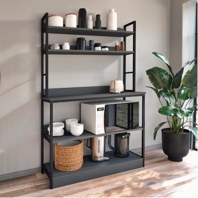 Έπιπλο κουζίνας Foyer Megapap χρώμα μαύρο - ανθρακί 101x36x160,7εκ.