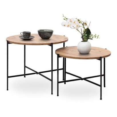 Σετ τραπεζάκια σαλονιού Zayden Megapap 2 τμχ χρώμα pine oak 65x65x52εκ. Σετ τραπεζάκια σαλονιού Zayden Megapap 2 τμχ χρώμα pine oak 65x65x52εκ.