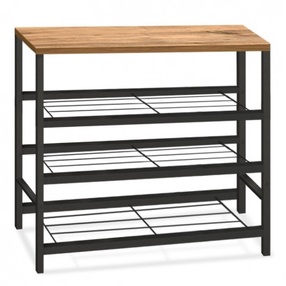 Παπουτσοθήκη Dalia Megapap 9 ζευγών μεταλλική - μελαμίνης χρώμα μαύρο - pine oak 65x30x67εκ.