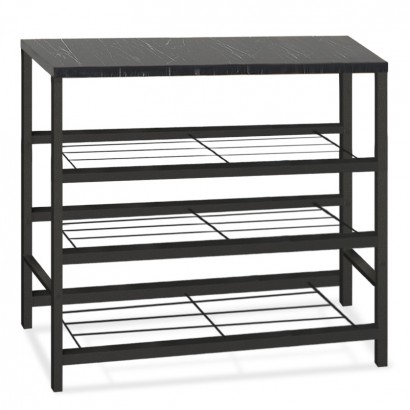 Παπουτσοθήκη Dalia Megapap 9 ζευγών μεταλλική - μελαμίνης χρώμα μαύρο εφέ μαρμάρου 65x30x67εκ.