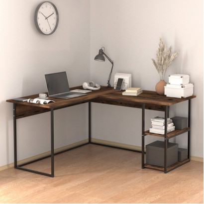 Γραφείο εργασίας Delta Megapap χρώμα καπνιστή καρυδιά 147,8x140x73,8εκ.