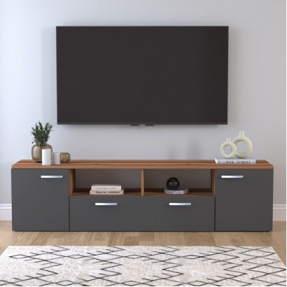 Έπιπλο τηλεόρασης Girit Megapap χρώμα καρυδί - ανθρακί 181,3x41x46,2εκ.