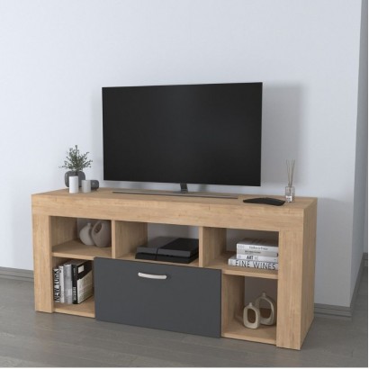 Έπιπλο τηλεόρασης Midili Megapap χρώμα sapphire oak - ανθρακί 135x42x60,7εκ. Έπιπλο τηλεόρασης Midili Megapap χρώμα sapphire oak - ανθρακί 135x42x60,7εκ.