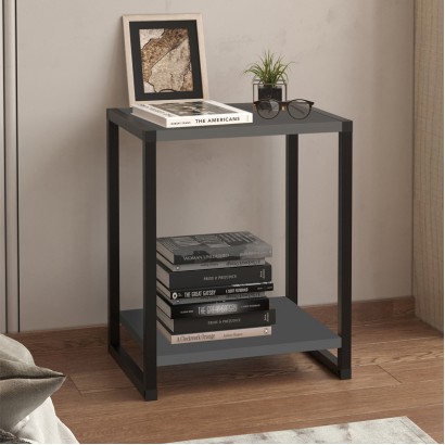 Κομοδίνο Gina Megapap χρώμα ανθρακί - μαύρο 39x30x48εκ.