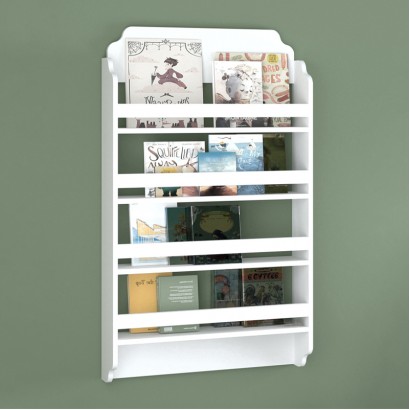 Επιτοίχια βιβλιοθήκη - ραφιέρα Montessori Megapap χρώμα λευκό 80x15x132εκ.