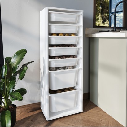 Συρταριέρα κουζίνας - μπάνιου Kayra Megapap με 7 συρτάρια χρώμα λευκό 45,4x30x125εκ.