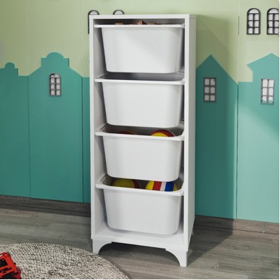 Συρταριέρα κουζίνας - μπάνιου Kayra I Megapap με 4 συρτάρια χρώμα λευκό 45,3x29,7x116,3εκ.