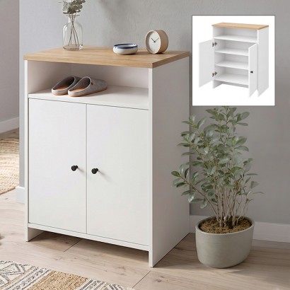 Παπουτσοθήκη - Ντουλάπι Efsun Megapap χρώμα λευκό - sapphire oak 62x35x86εκ. Παπουτσοθήκη - Ντουλάπι Efsun Megapap χρώμα λευκό - sapphire oak 62x35x86εκ.