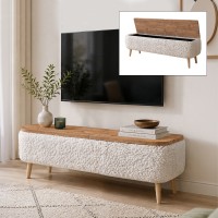 Έπιπλο τηλεόρασης Luno Megapap ύφασμα teddy χρώμα λευκό - pine oak 120x30x45εκ. Έπιπλο τηλεόρασης Luno Megapap ύφασμα teddy χρώμα λευκό - pine oak 120x30x45εκ.