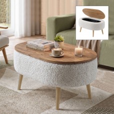 Τραπεζάκι σαλονιού Luno Megapap ύφασμα teddy χρώμα λευκό - pine oak 90x60x45εκ. Τραπεζάκι σαλονιού Luno Megapap ύφασμα teddy χρώμα λευκό - pine oak 90x60x45εκ.