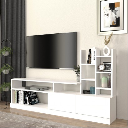 Σύνθεση τηλεόρασης Pesaro Megapap χρώμα λευκό 165x25x91,3εκ.